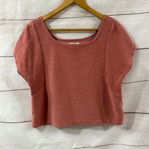 Women's pink Madewell boxy lined cropped short sleeve shirt size Medium